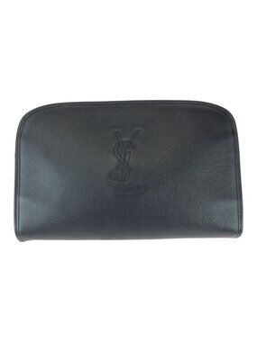 Saint Laurent Yves Vintage YSL Black Gold Leather Second Bag